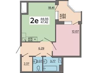 2-комн., 47.42 м², 14/18 этаж