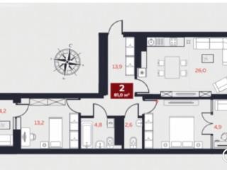 2-комн., 75.4 м², 18/21 этаж