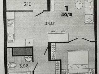 Студия, 40 м², 14/26 этаж