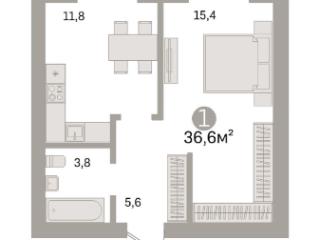 1-комн., 36.6 м², 2/3 этаж