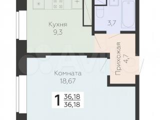 1-комн., 36.2 м², 3/22 этаж
