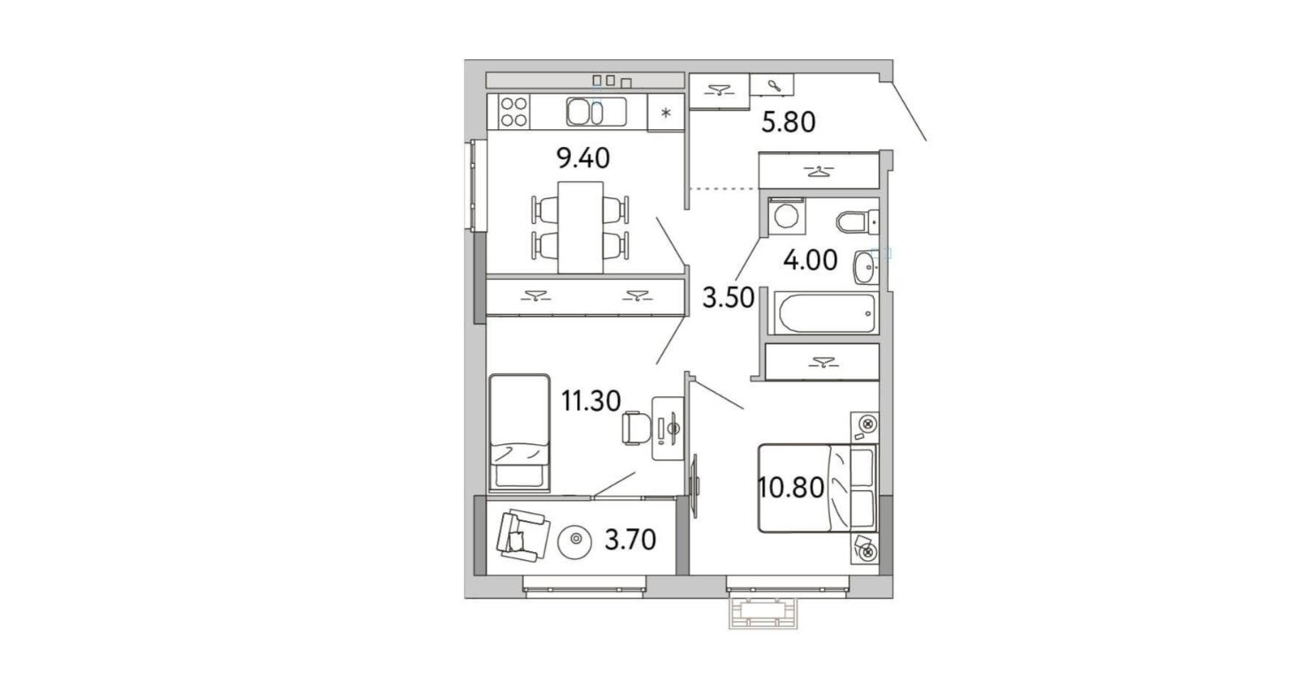 Продажа двухкомнатной квартиры в новостройке 48.5 м², 2/25 этаж на Клубной  улице, 11 в Ижевске, ЖК 